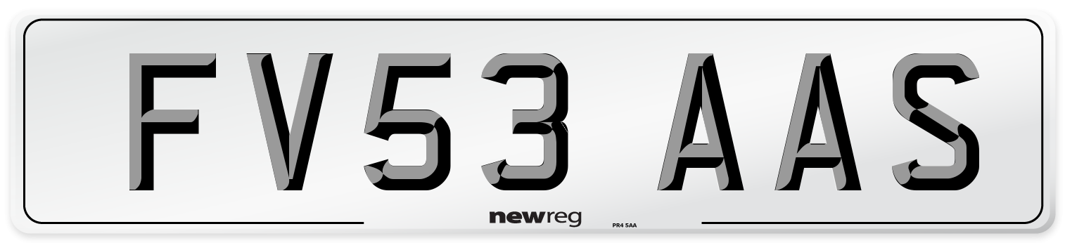 FV53 AAS Number Plate from New Reg